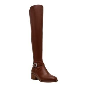 DV Dolce Vita Women's Elyse Over The Knee Buckle Block Heel Boots Brown Size 10